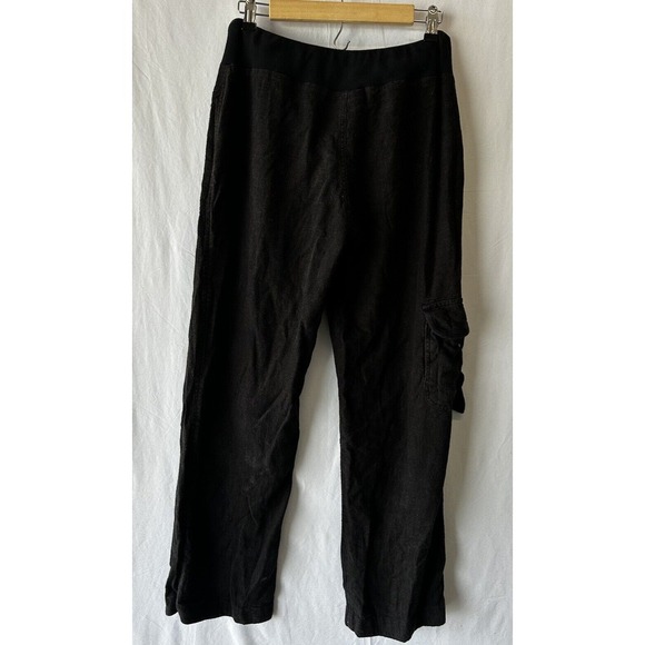 Soft Surroundings Weekend Black Linen Blend Cargo Pants Wide Leg Size Small - Picture 5 of 5